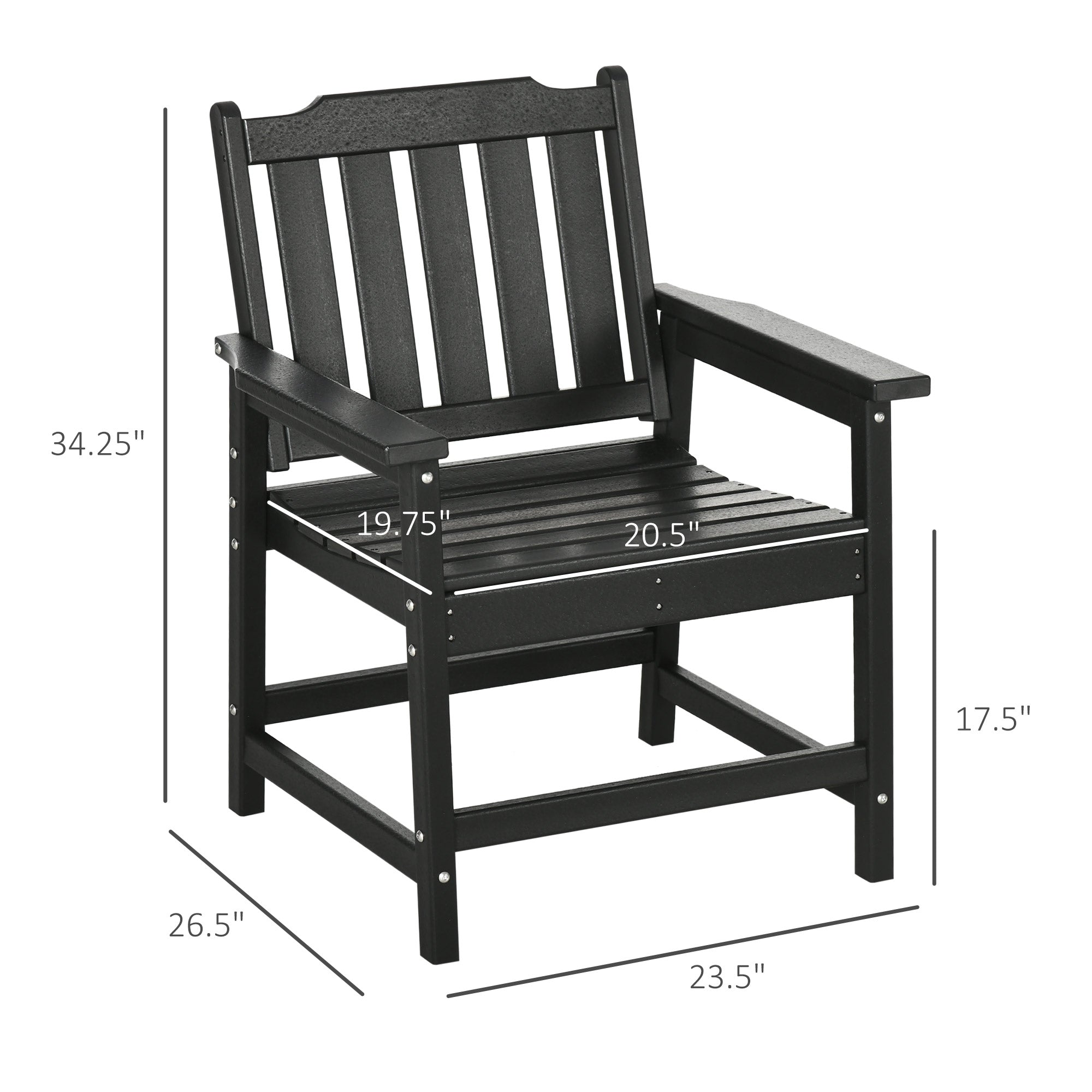 2 Piece All-Weather Patio Chairs, HDPE Patio Dining Chair Set, Heavy Duty Wood-Like Outdoor Furniture, Black TryTrendly