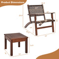 3 Pieces Outdoor Wooden Patio Rattan Furniture Set TryTrendly