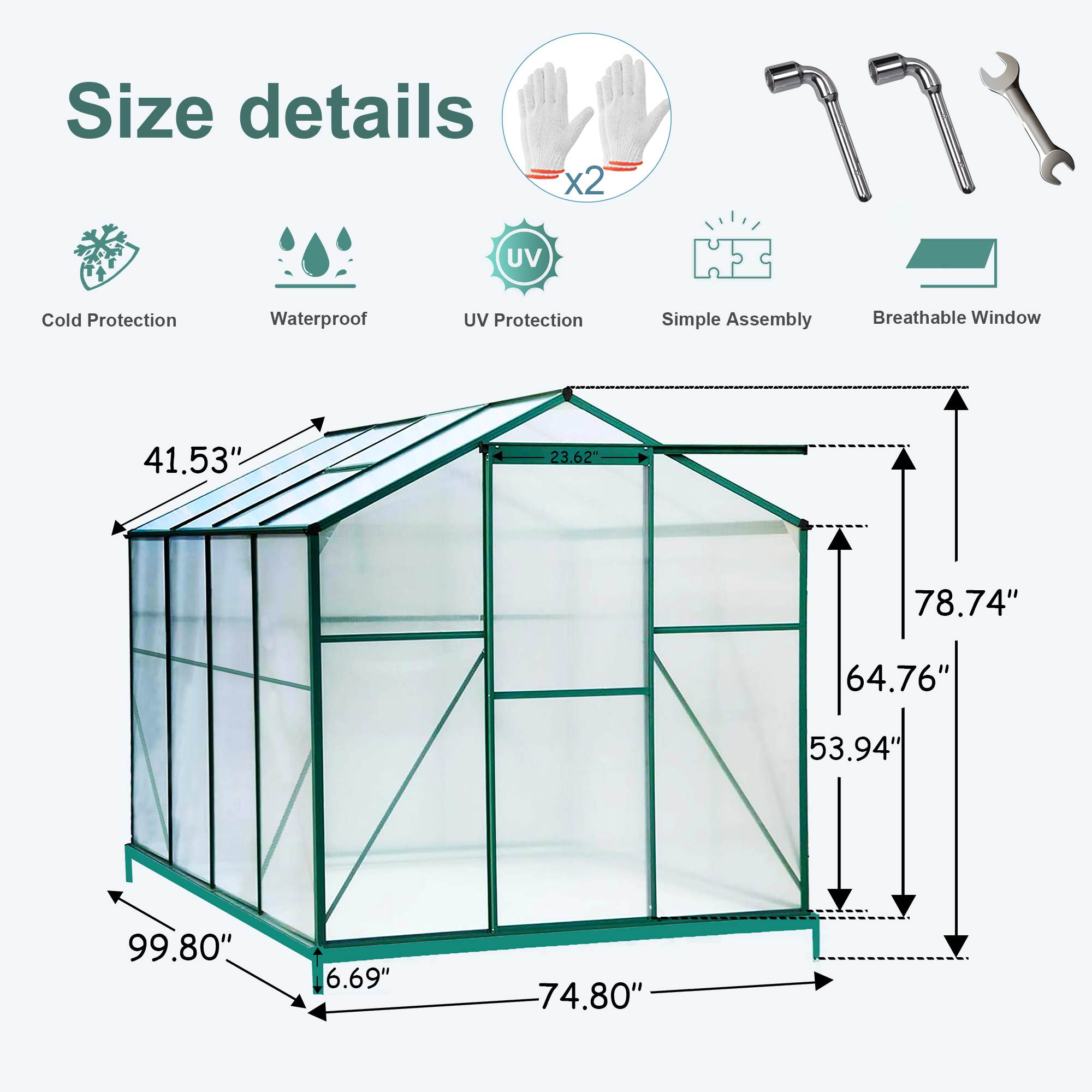 Polycarbonate Greenhouse,6X8 Ft Heavy Duty Walk-in Plant Garden Greenhouse For Backyard,Outdoor TryTrendly