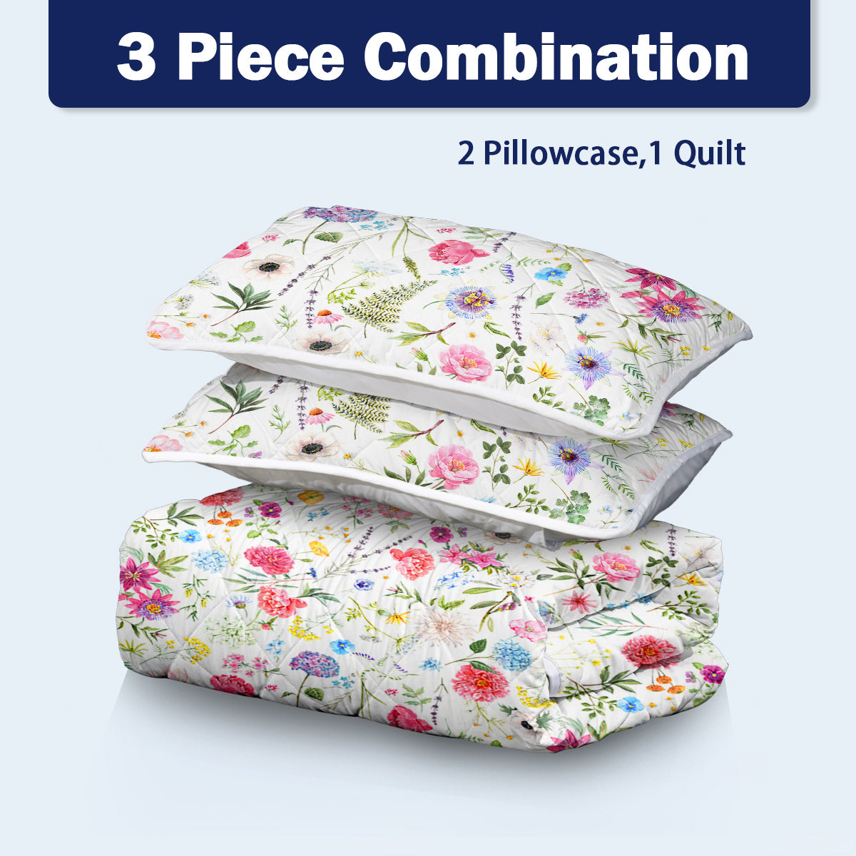 Red Floral Quilt 3 Pieces Microfiber Quilt Sets Lightweight Bedspreads Botanical Coverlets Quilt Bedding Set All Season Quilts Twin Full Queen King Size TryTrendly