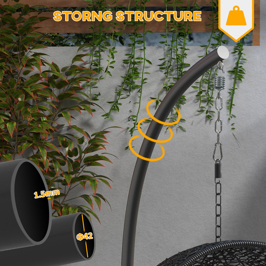 Hanging Hammock Chair Stand with Round Base, 40.2" x 76.8", Black TryTrendly