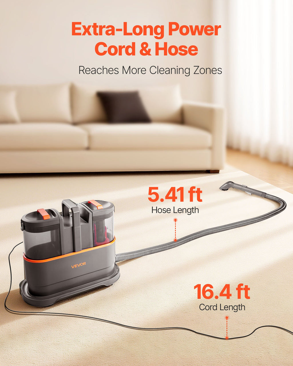 Portable Carpet Cleaner Machine Dual-Water Tank 11.5Kpa Upholstery Cleaner cjdropshipping