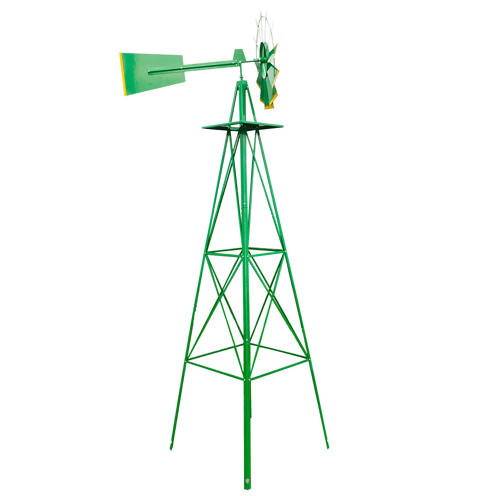 8FT Weather Resistant Yard Garden Windmill Green TryTrendly
