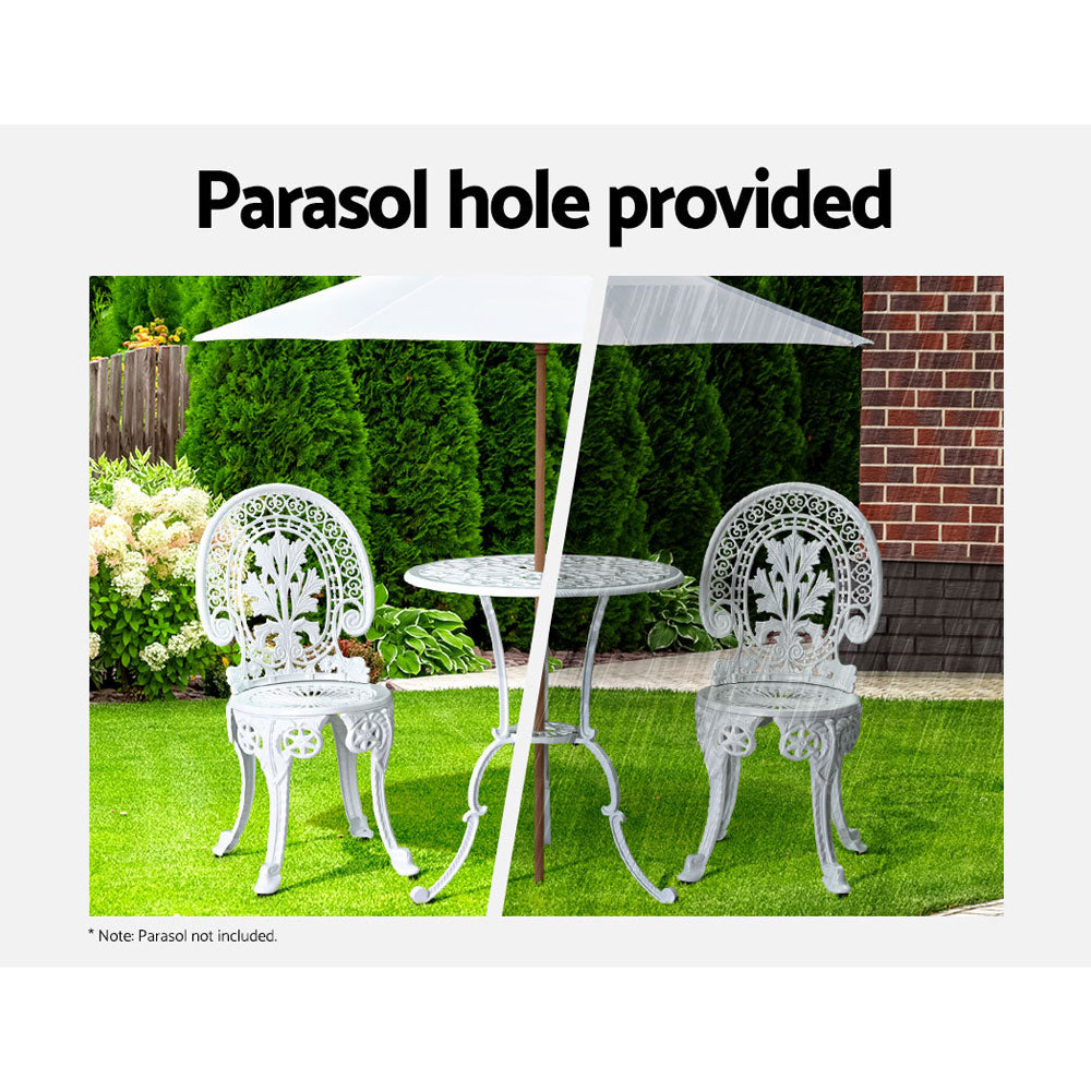 Gardeon 3-Piece Outdoor Bistro Set – White Aluminium