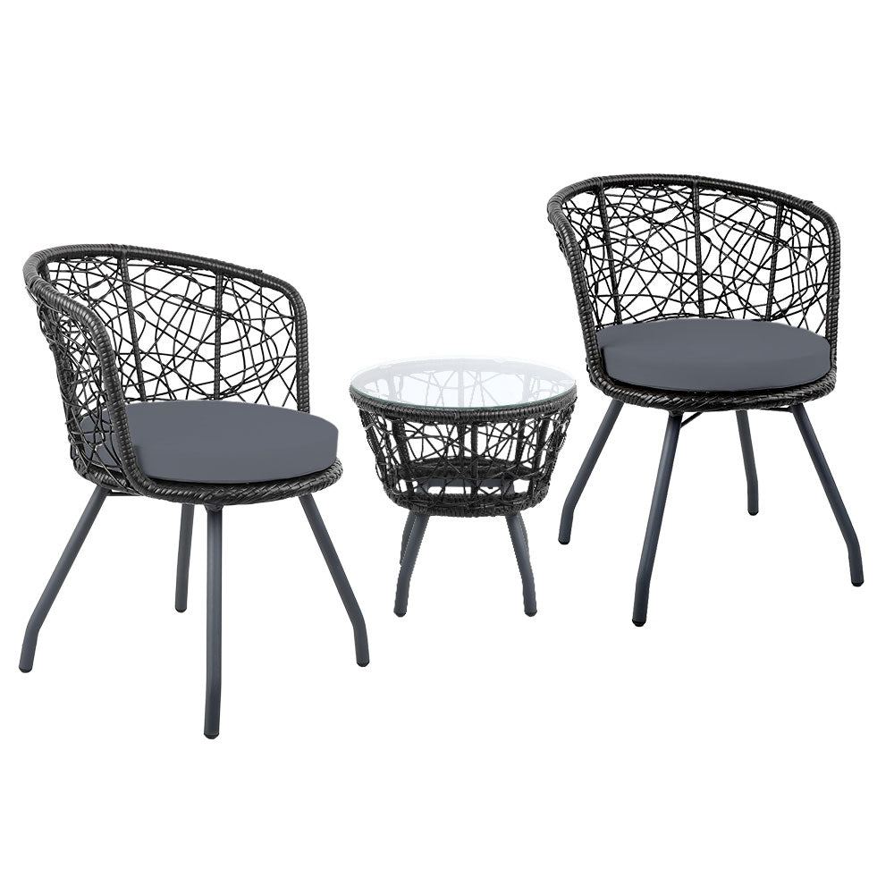 Outdoor Patio Chair & Table Set – Black