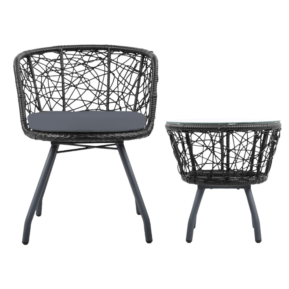 Outdoor Patio Chair & Table Set – Black