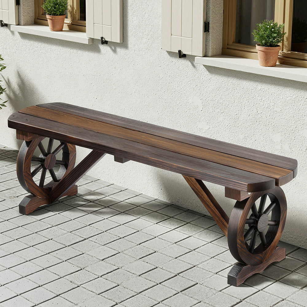 Gardeon Wooden Wagon Wheel Outdoor Garden Bench