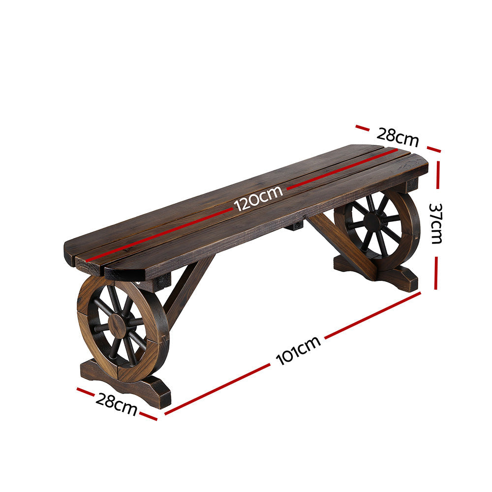 Gardeon Wooden Wagon Wheel Outdoor Garden Bench