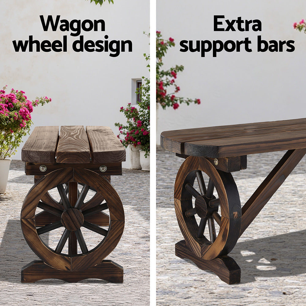 Gardeon Wooden Wagon Wheel Outdoor Garden Bench