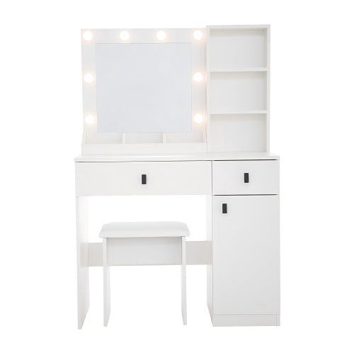 Vanity Desk With Lights, Vanity Set With Mirror, Makeup Vanity Desk With Large Drawers  Three Level Storage Dreeser, VanitysVanities With 3 Lights Brightness Adjustable For Bedroom, White cjdropshipping