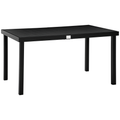 Outdoor Dining Table for 6 Person, Rectangular Patio Table, Aluminum Metal Legs for Garden, Lawn, Patio, Woodgrain Black TryTrendly