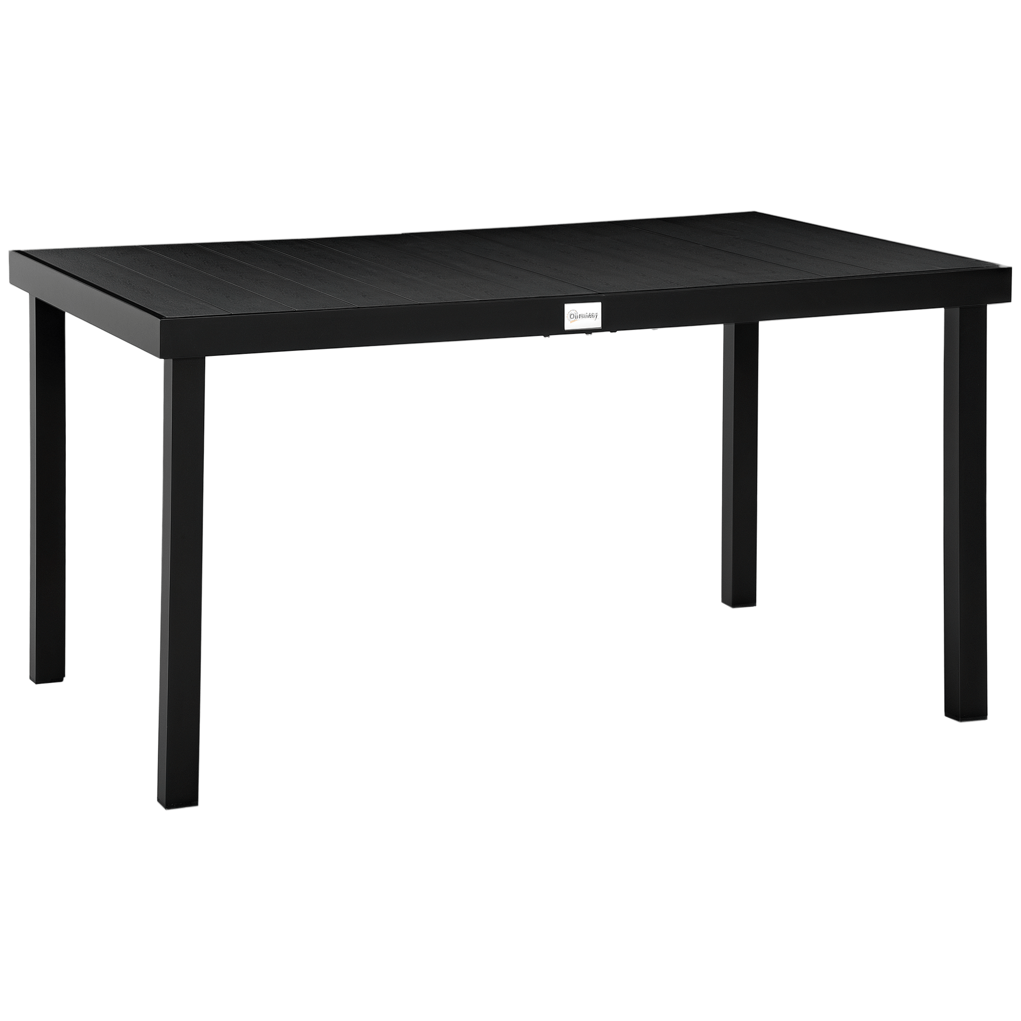 Outdoor Dining Table for 6 Person, Rectangular Patio Table, Aluminum Metal Legs for Garden, Lawn, Patio, Woodgrain Black TryTrendly