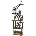 Plant Stand Indoor, 8 Tier 62" S-Shaped Plant Shelf, Corner Plant Rack for Multiple Plants, Carbonised Finish TryTrendly