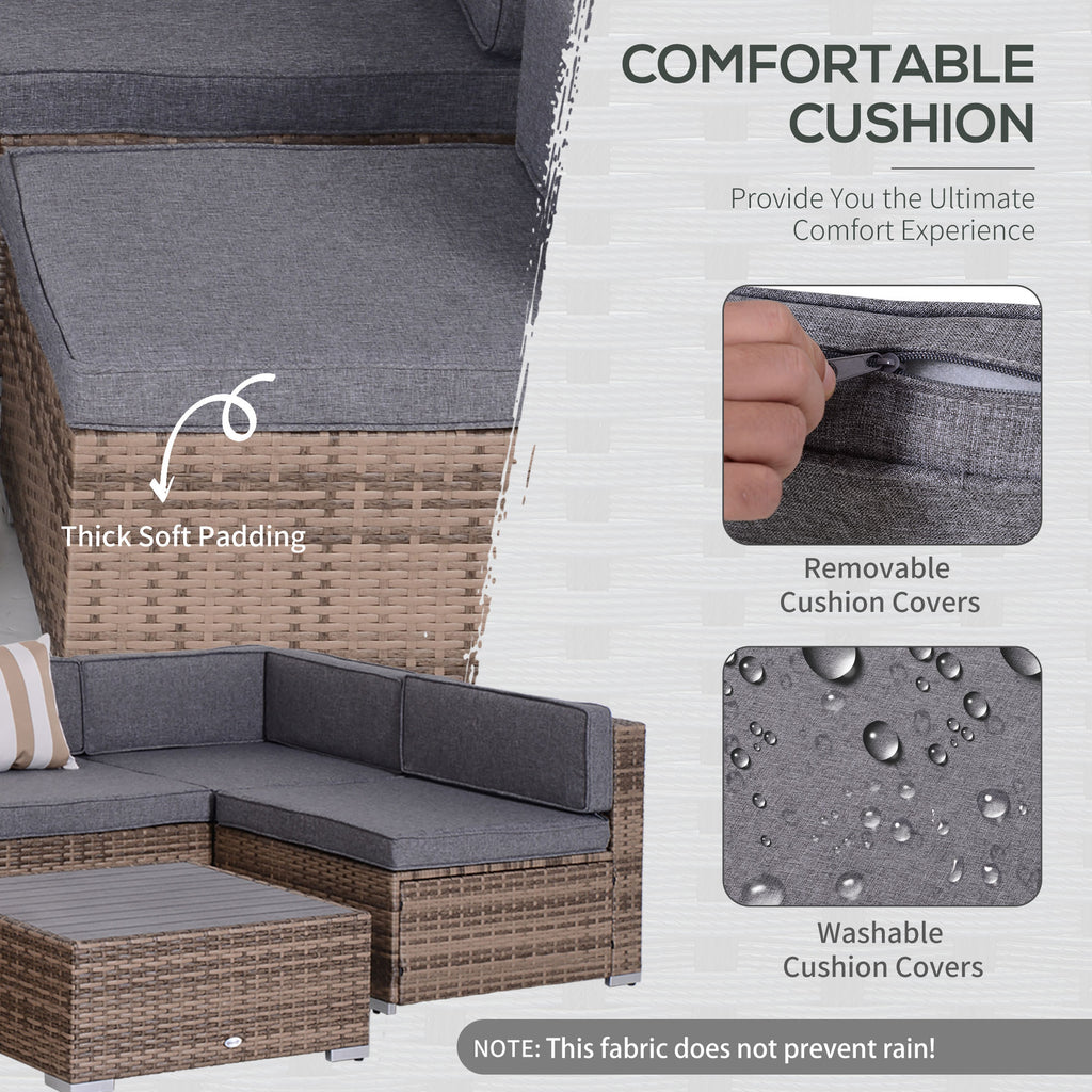 Modern Rattan Patio Furniture Set, 7-Piece Outdoor Wicker Sofa Set with Cushions for Home & Family Gatherings, Gray TryTrendly