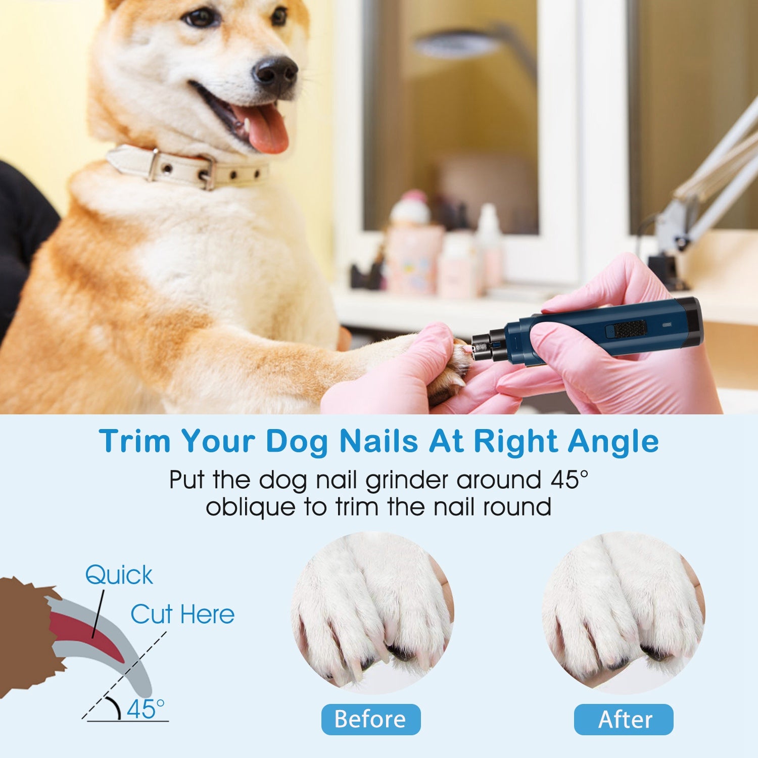 1Pc Dog Nail Grinder 2 Speeds Quiet USB Rechargeable Pet Nail Grinder Professional Pet Nail Trimmer Cordless Paws Grooming & Smoothing Claw Care For Small Medium Large Dogs & Cats cjdropshipping