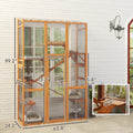 Outdoor Catio Cat Enclosure, Large Wooden Cat House With 6 Jumping Platforms, Scratching Post.For Multiple Packages Shipped, Please Pay Attention To The Details, Dimensions, And Weight. TryTrendly