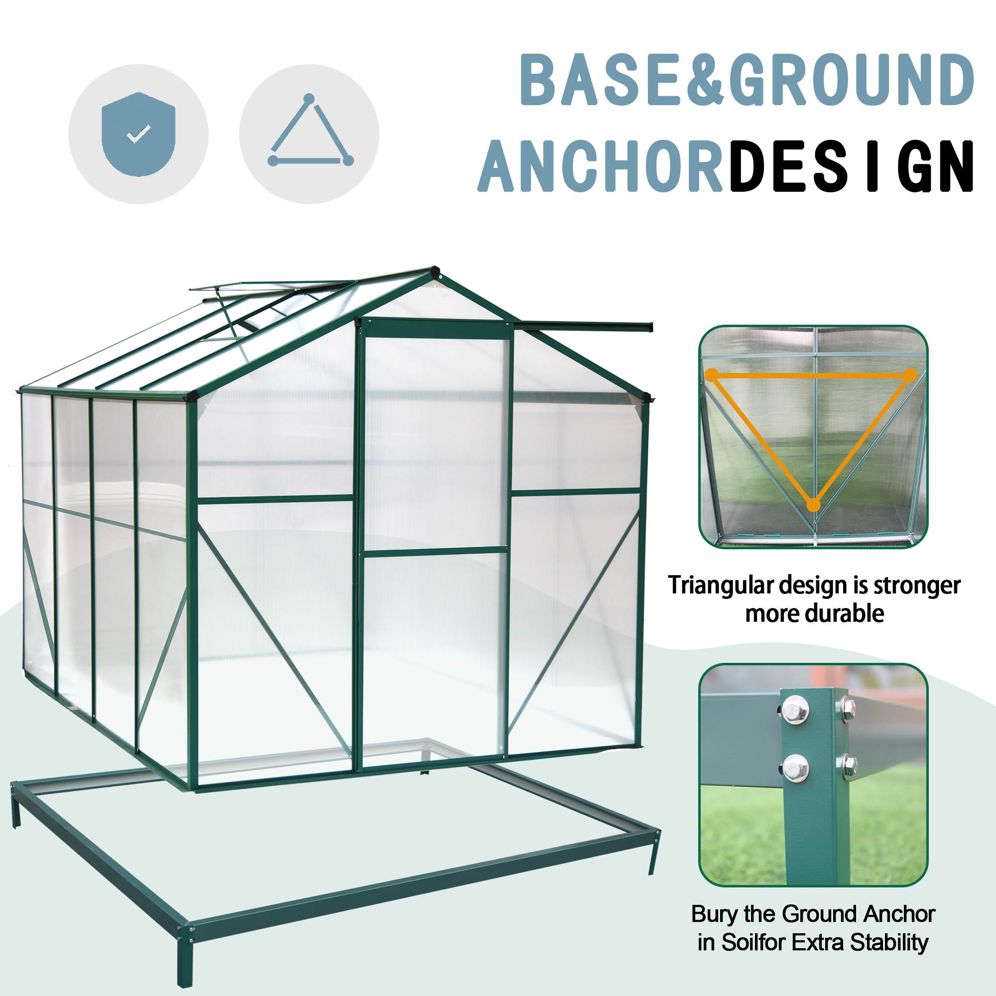 Polycarbonate Greenhouse,6X8 Ft Heavy Duty Walk-in Plant Garden Greenhouse For Backyard,Outdoor TryTrendly