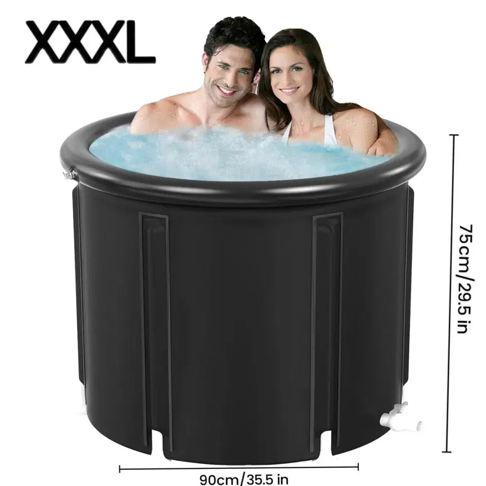 XXL 102-gallon ice bath tub for cold plunge therapy, portable foldable outdoor bathtub for recovery and gym use