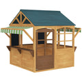 Wooden Outdoor Playhouse, Foldable Kids Cottage with Windows, Working Door, Snack Bars, Waterproof Covers, for 3-8 Years TryTrendly