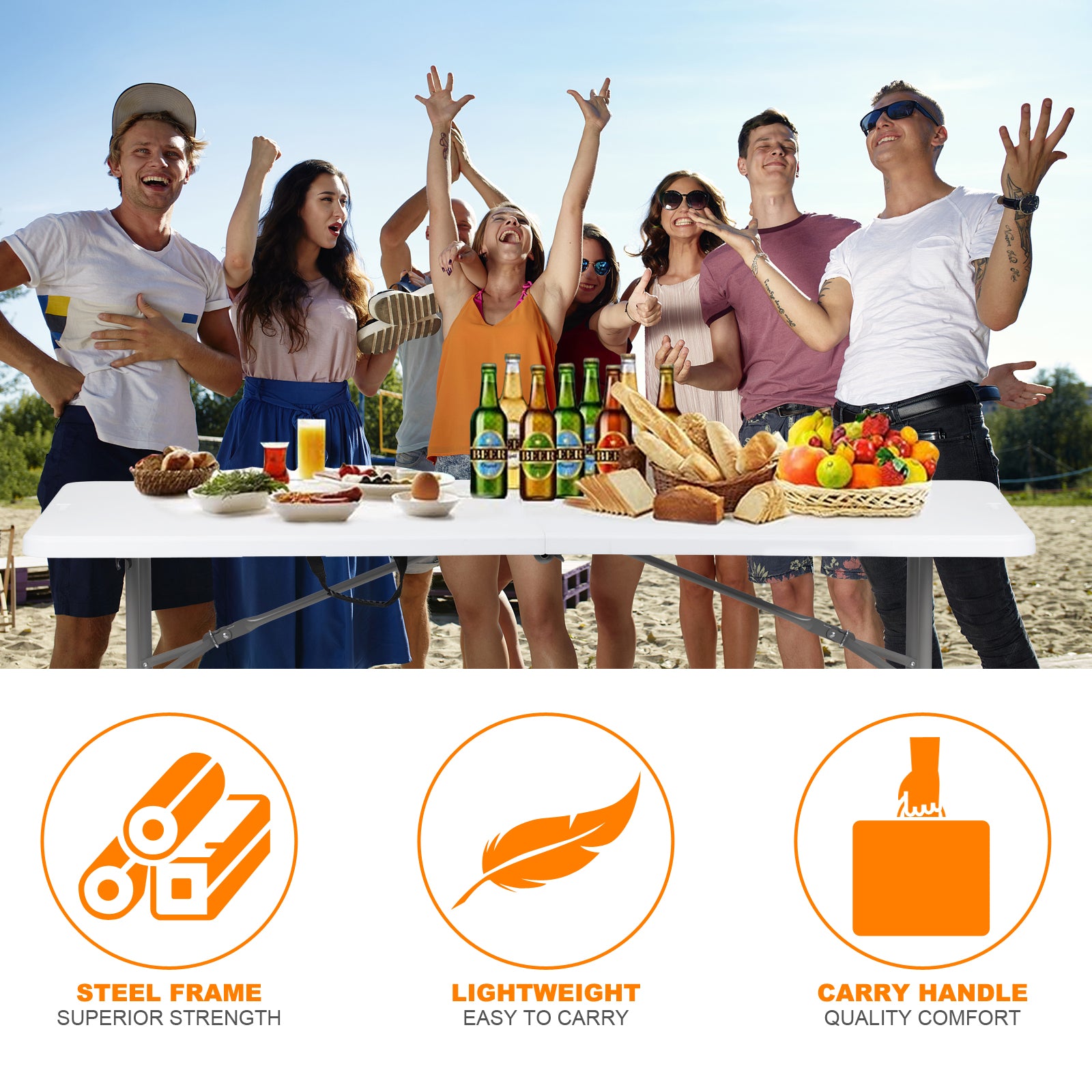Lightweight Plastic Folding Rectangular Table For Outdoor Lounging TryTrendly
