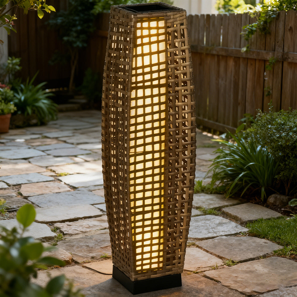 Solar Floor Lamp, Outdoor Garden Lantern Pathway Light & Decorative Driveway Lighting With Auto OnOff LED Lights For Porch, Yard, Lawn, Courtyard, Deck, Gray, TikT0k Prohibits Sales cjdropshipping