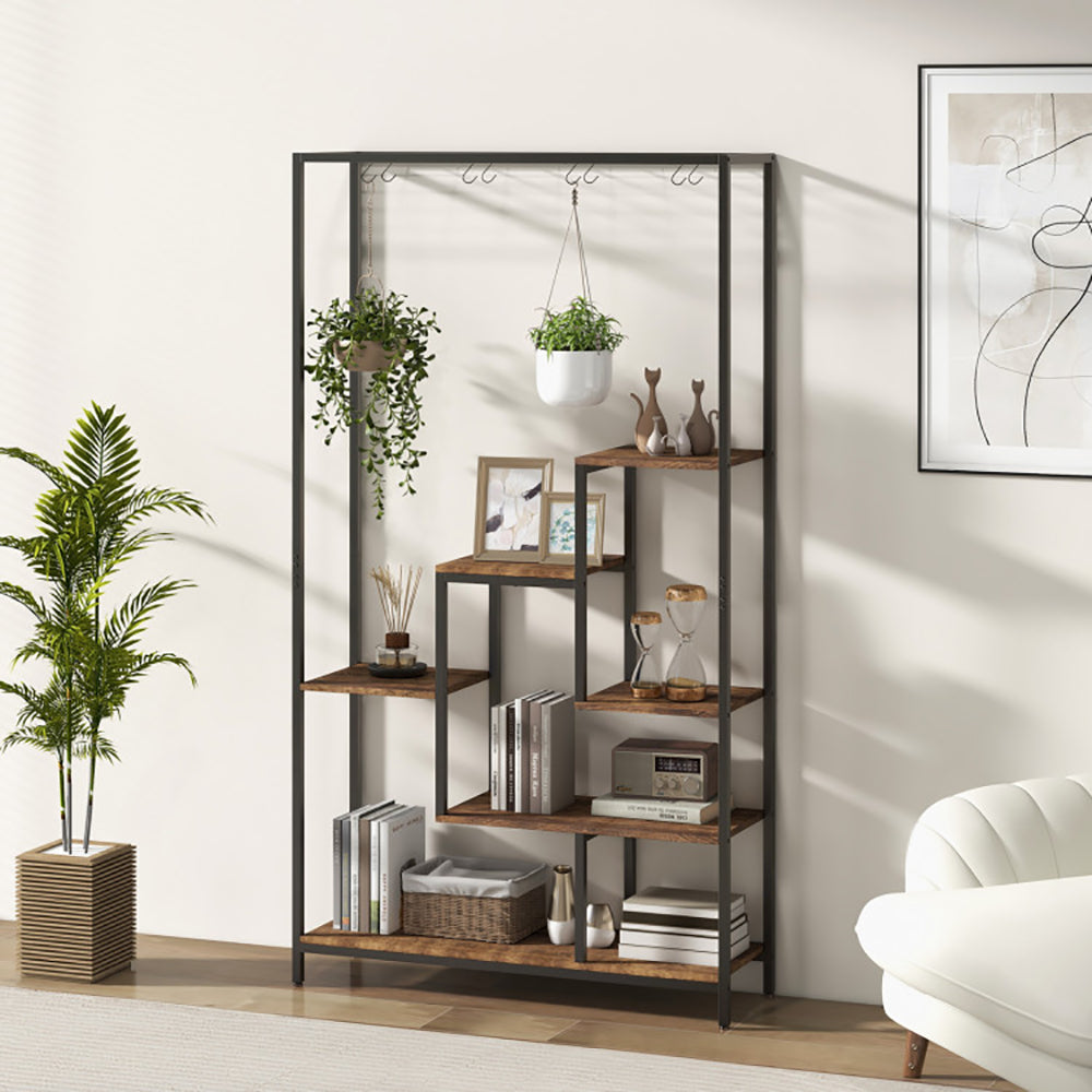 6-Tier Tall Plant Stand 71 Inch Metal Indoor Plant Shelf With 10 Hanging Hooks Anker