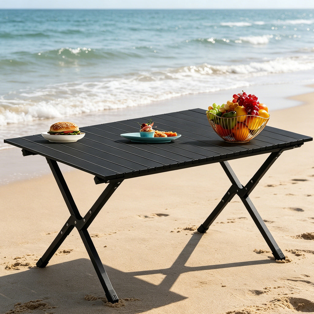 116cm Carbon Steel Camping Table Multifunctional Picnic Table Portable Table Folding Table Starbeauty