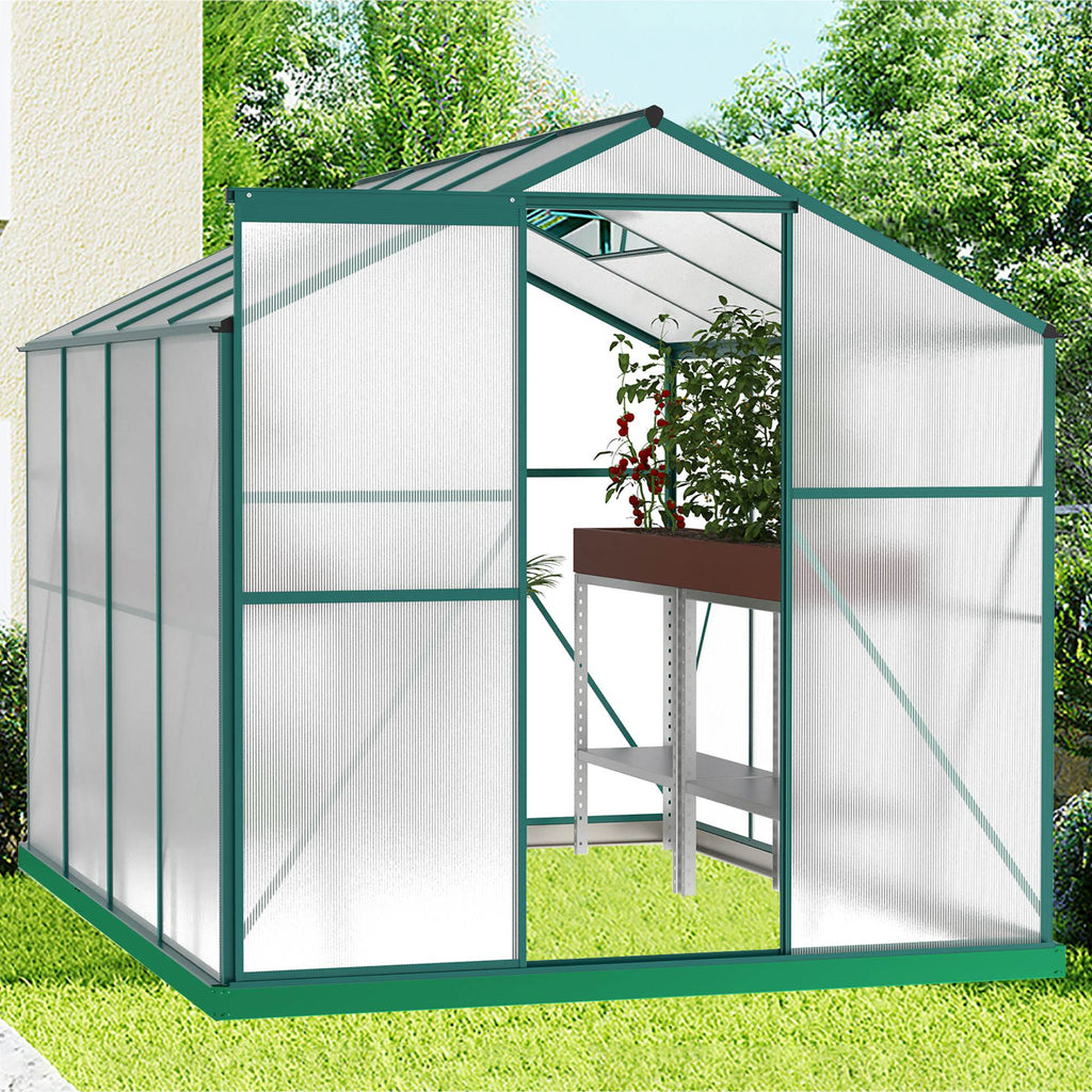 Polycarbonate Greenhouse,6X8 Ft Heavy Duty Walk-in Plant Garden Greenhouse For Backyard,Outdoor TryTrendly