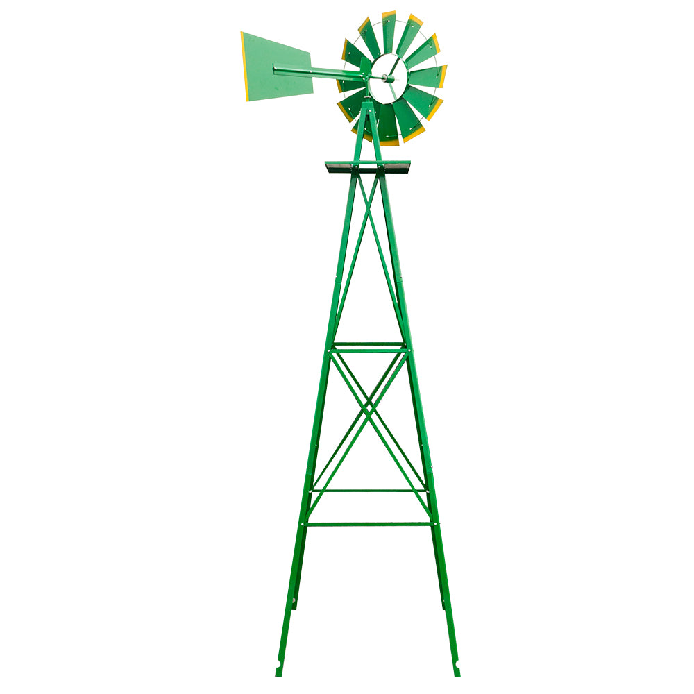 8FT Weather Resistant Yard Garden Windmill Green TryTrendly