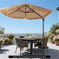9.5ft Tropical-Style Outdoor Umbrella (Natural+Black) - 2-Tier Vented, Sun Protection, Backyard/Poolside Decor TryTrendly