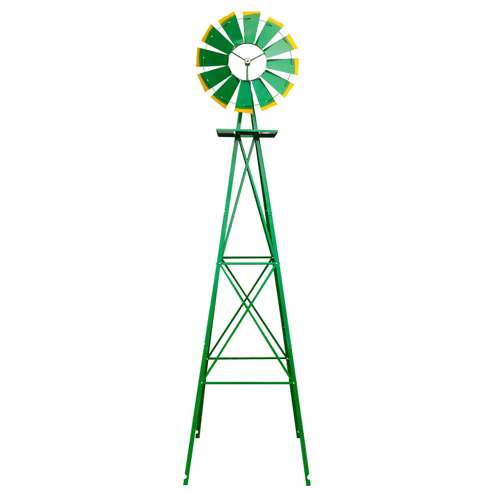 8FT Weather Resistant Yard Garden Windmill Green TryTrendly