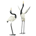 Set of 2 Garden Sculptures, Heron Garden Statues for Lawn, Patio, Backyard Decoration, 35.5" & 40.5", White & Black cjdropshipping