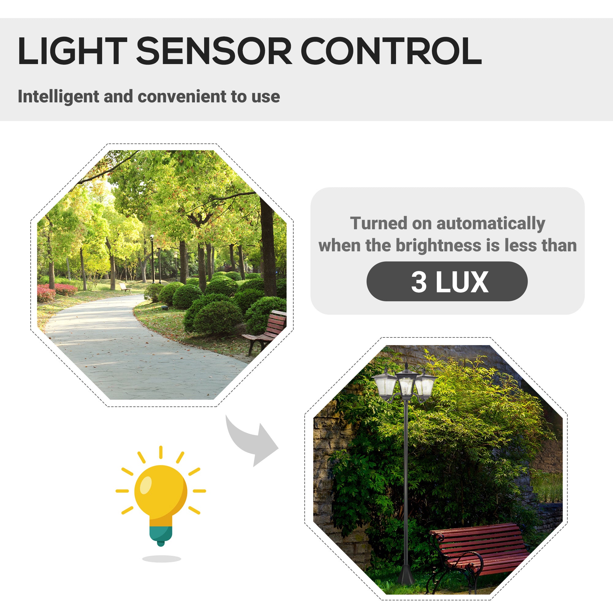 Outdoor Lamp Post Lights, Triple Head Solar Powered Lamp, Street Vintage Solar Post Lamp, for Backyard, Garden Pathway, Driveway, 72 Inches TryTrendly