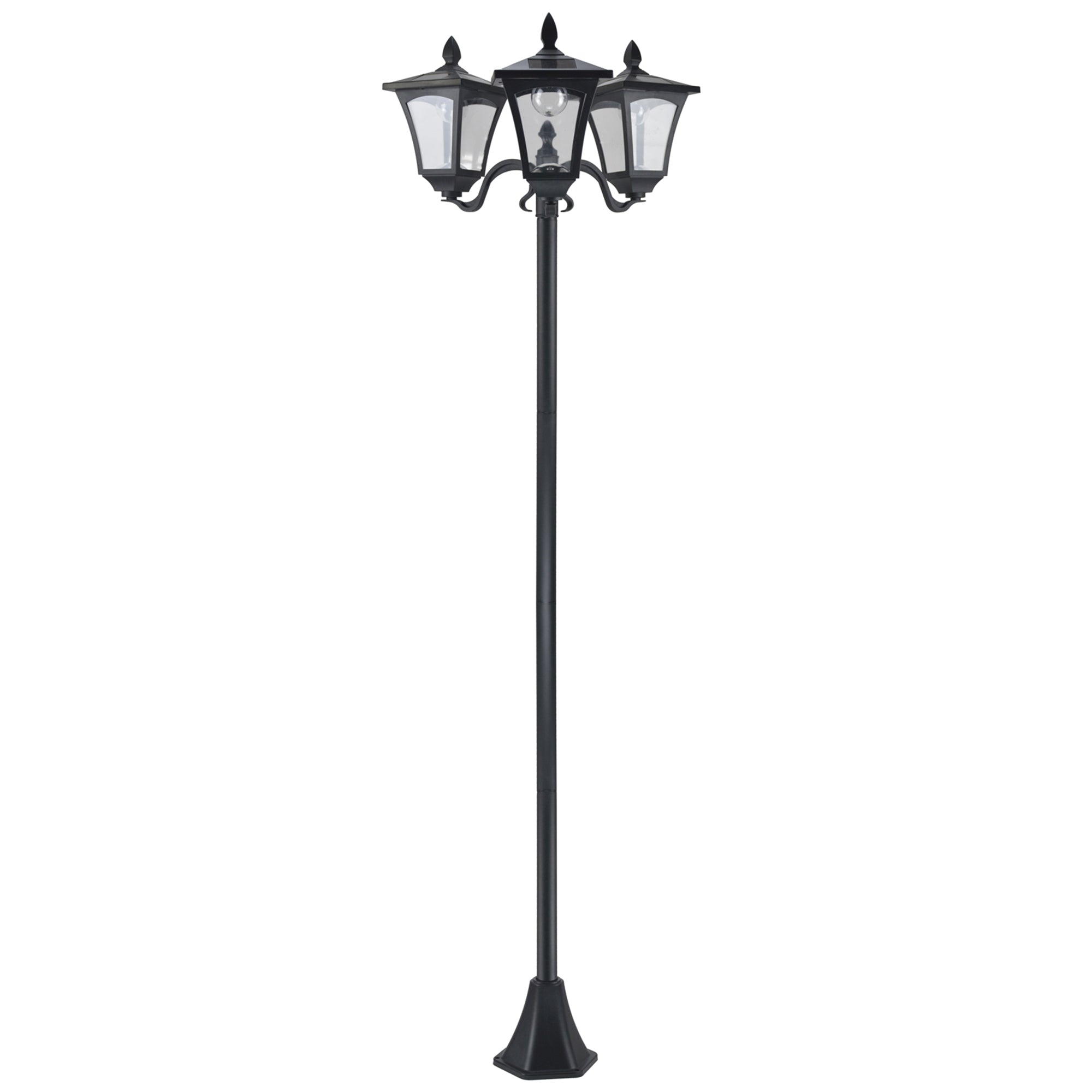 Outdoor Lamp Post Lights, Triple Head Solar Powered Lamp, Street Vintage Solar Post Lamp, for Backyard, Garden Pathway, Driveway, 72 Inches TryTrendly