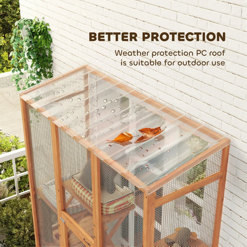 Outdoor Catio Cat Enclosure, Large Wooden Cat House With 6 Jumping Platforms, Scratching Post.For Multiple Packages Shipped, Please Pay Attention To The Details, Dimensions, And Weight. TryTrendly