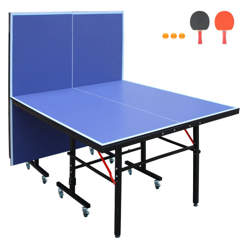 8ft Mid-Size Table Tennis Table Foldable & Portable Ping Pong Table Set For Indoor Games With Net, 2 Table Tennis Paddles And 3 Balls Anker