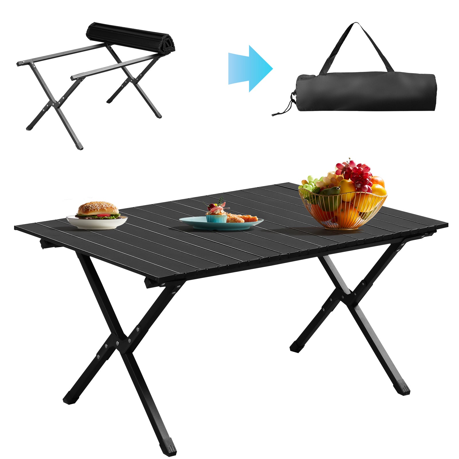116cm Carbon Steel Camping Table Multifunctional Picnic Table Portable Table Folding Table Starbeauty