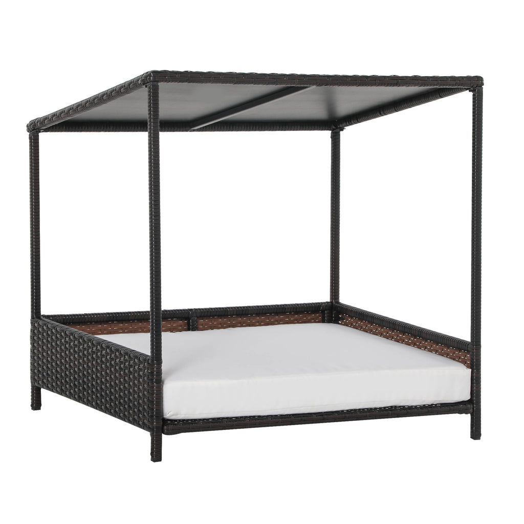 Wicker Dog House Raised Rattan Puppy Bed Cat Shelter for Indoor Outdoor Garden Patio Pet Sofa with Removable Cushion for Medium Sized Pet Brown cjdropshipping