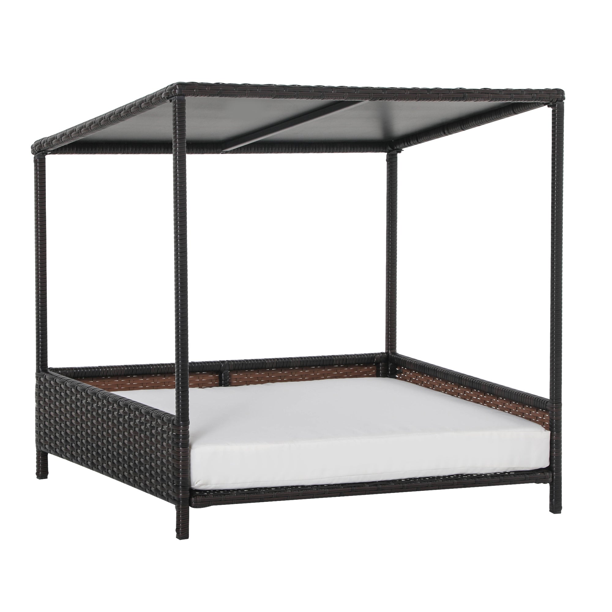 Wicker Dog House Raised Rattan Puppy Bed Cat Shelter for Indoor Outdoor Garden Patio Pet Sofa with Removable Cushion for Medium Sized Pet Brown cjdropshipping