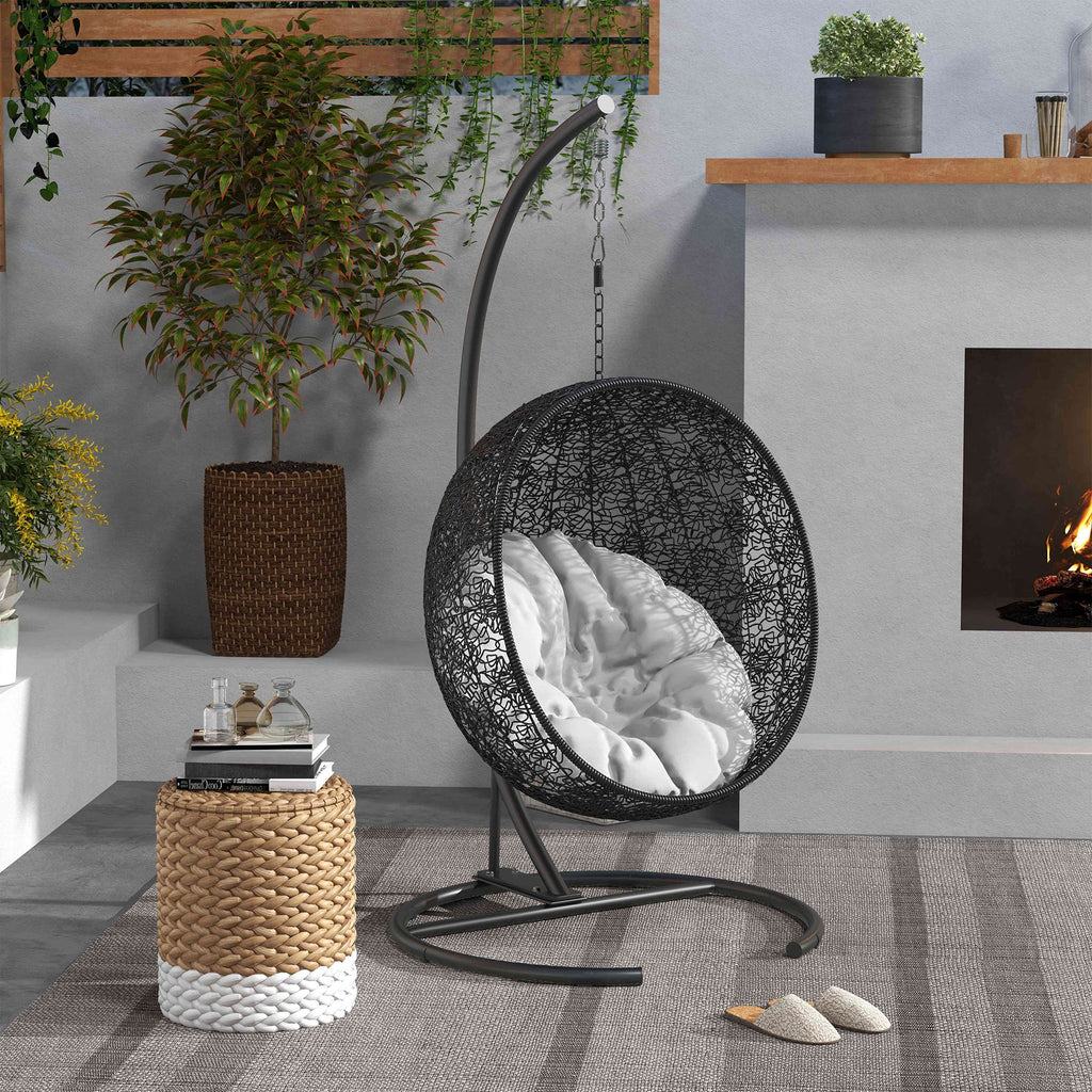 Hanging Hammock Chair Stand with Round Base, 40.2" x 76.8", Black TryTrendly