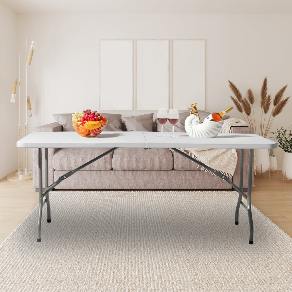 Lightweight Plastic Folding Rectangular Table For Outdoor Lounging TryTrendly