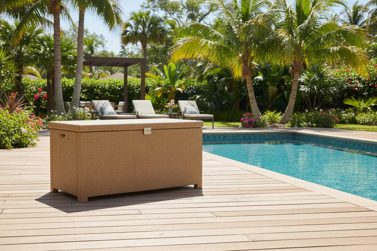 31-Gallon Outdoor Deck Box | Weatherproof Lockable Resin Storage for Patio & Garden