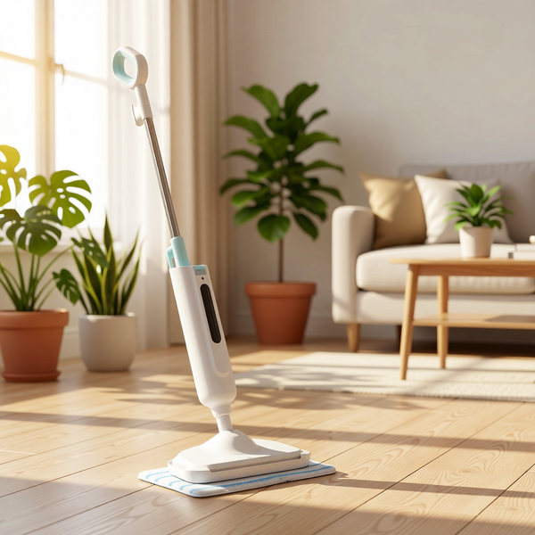Lightweight Steam Mop | Floor Steamer for Hardwood, Tile, Laminate & Carpet | 2 Washable Pads | Gray & Green